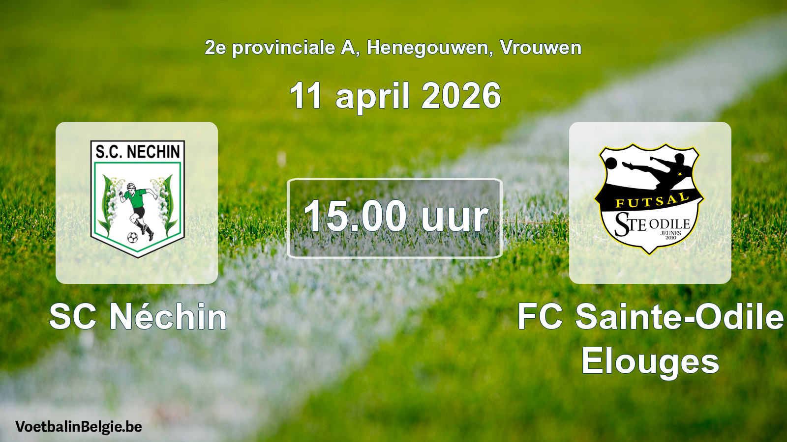 Scheduled match women football: SC Néchin - FC Sainte-Odile Elouges (11 April 2026)