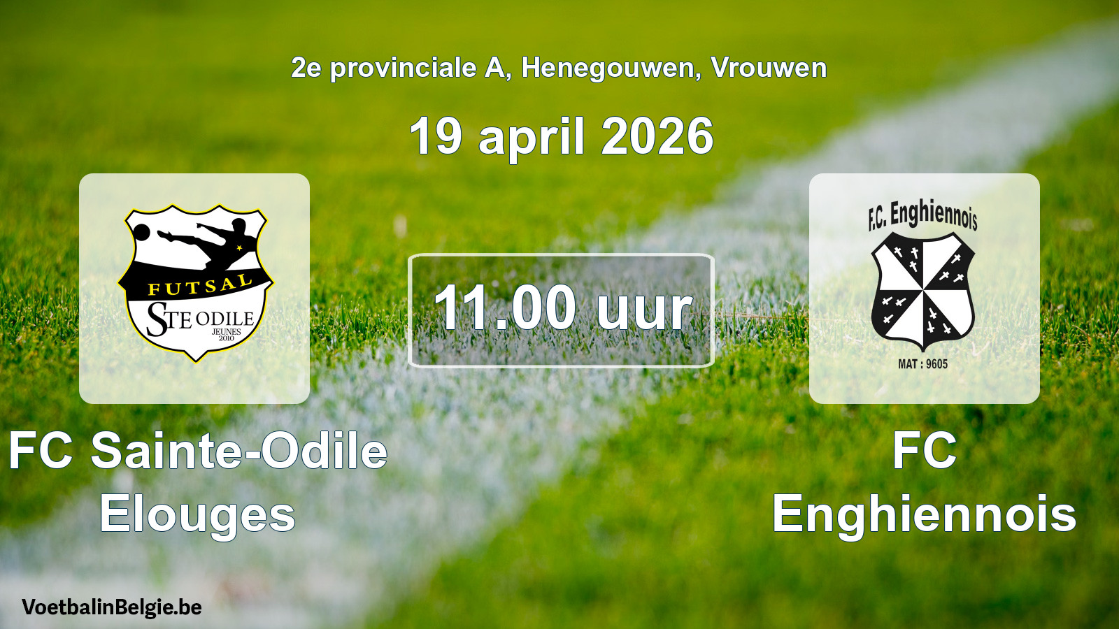 Scheduled match women football: FC Sainte-Odile Elouges - FC Enghiennois (19 April 2026)