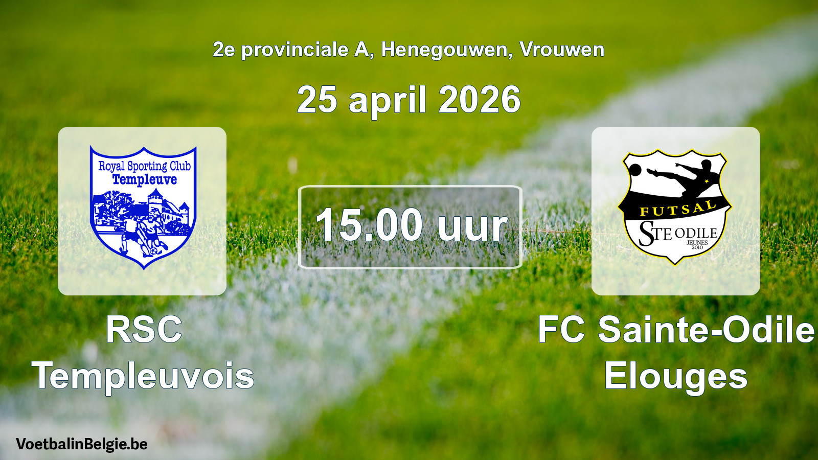 Scheduled match women football: RSC Templeuvois - FC Sainte-Odile Elouges (25 April 2026)