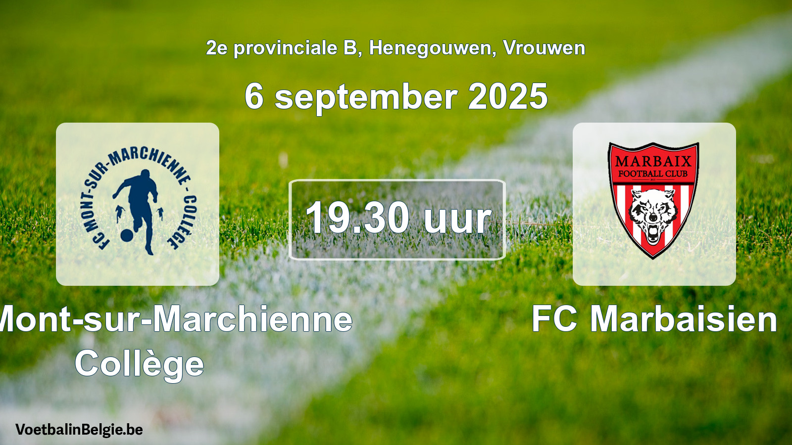 Scheduled match women football: FC Mont-sur-Marchienne Collège - FC Marbaisien (6 September 2025)