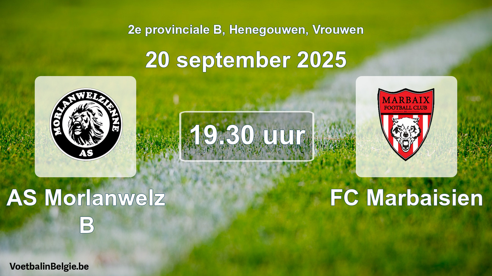 Scheduled match women football: AS Morlanwelz B - FC Marbaisien (20 September 2025)