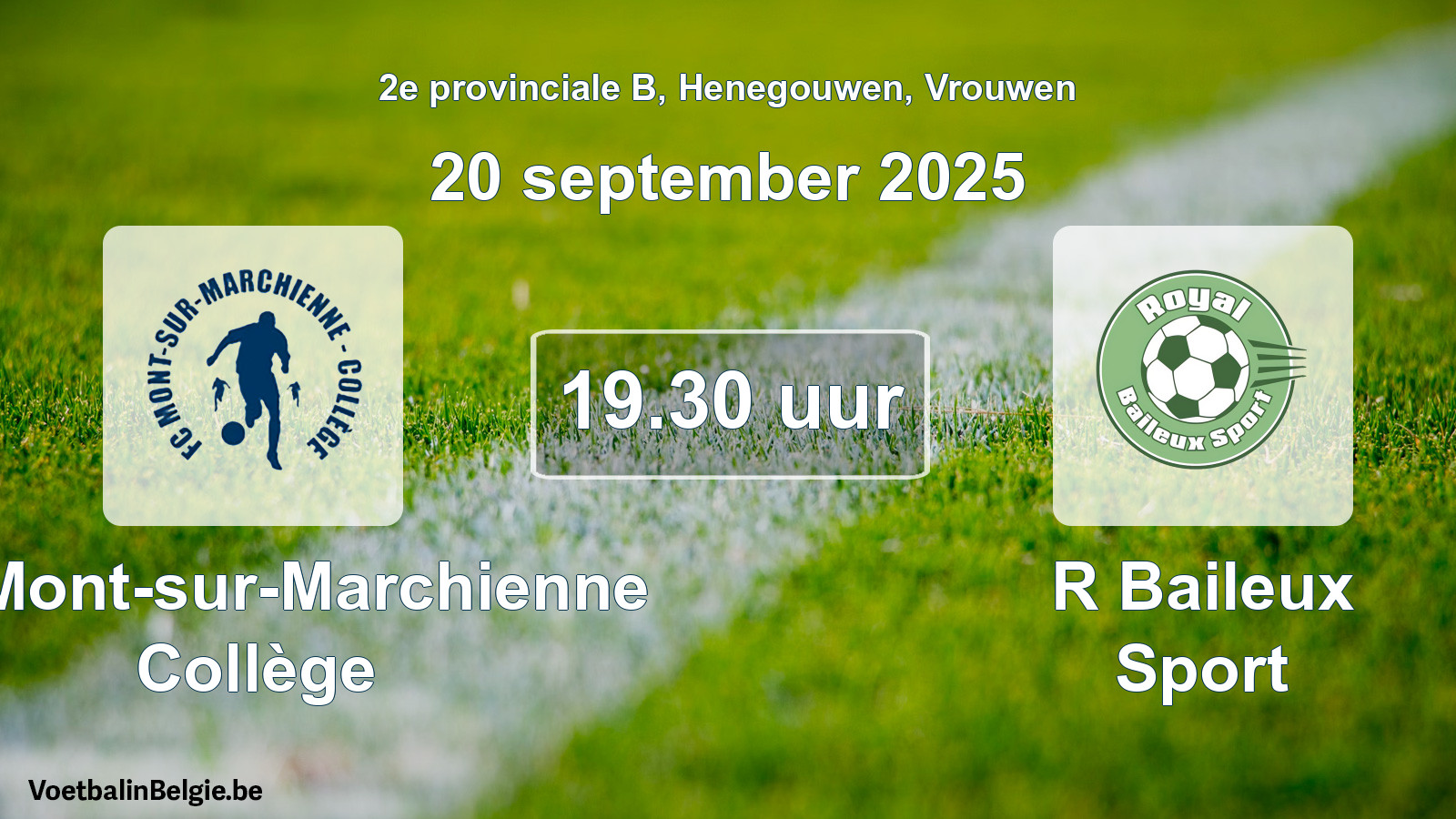 Scheduled match women football: FC Mont-sur-Marchienne Collège - R Baileux Sport (20 September 2025)
