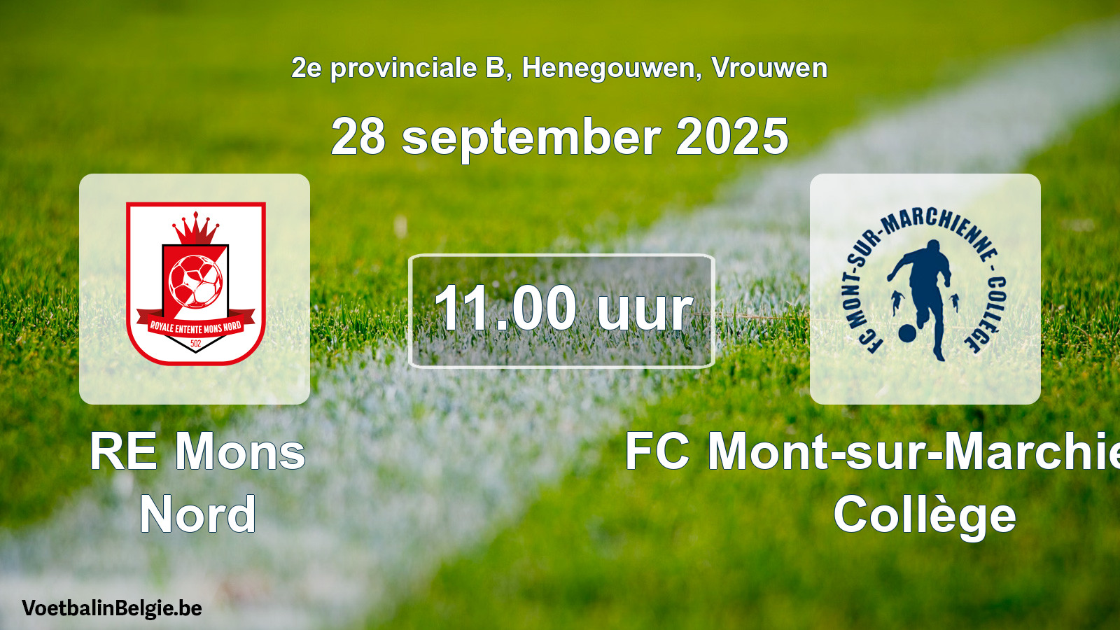 Scheduled match women football: RE Mons Nord - FC Mont-sur-Marchienne Collège (28 September 2025)