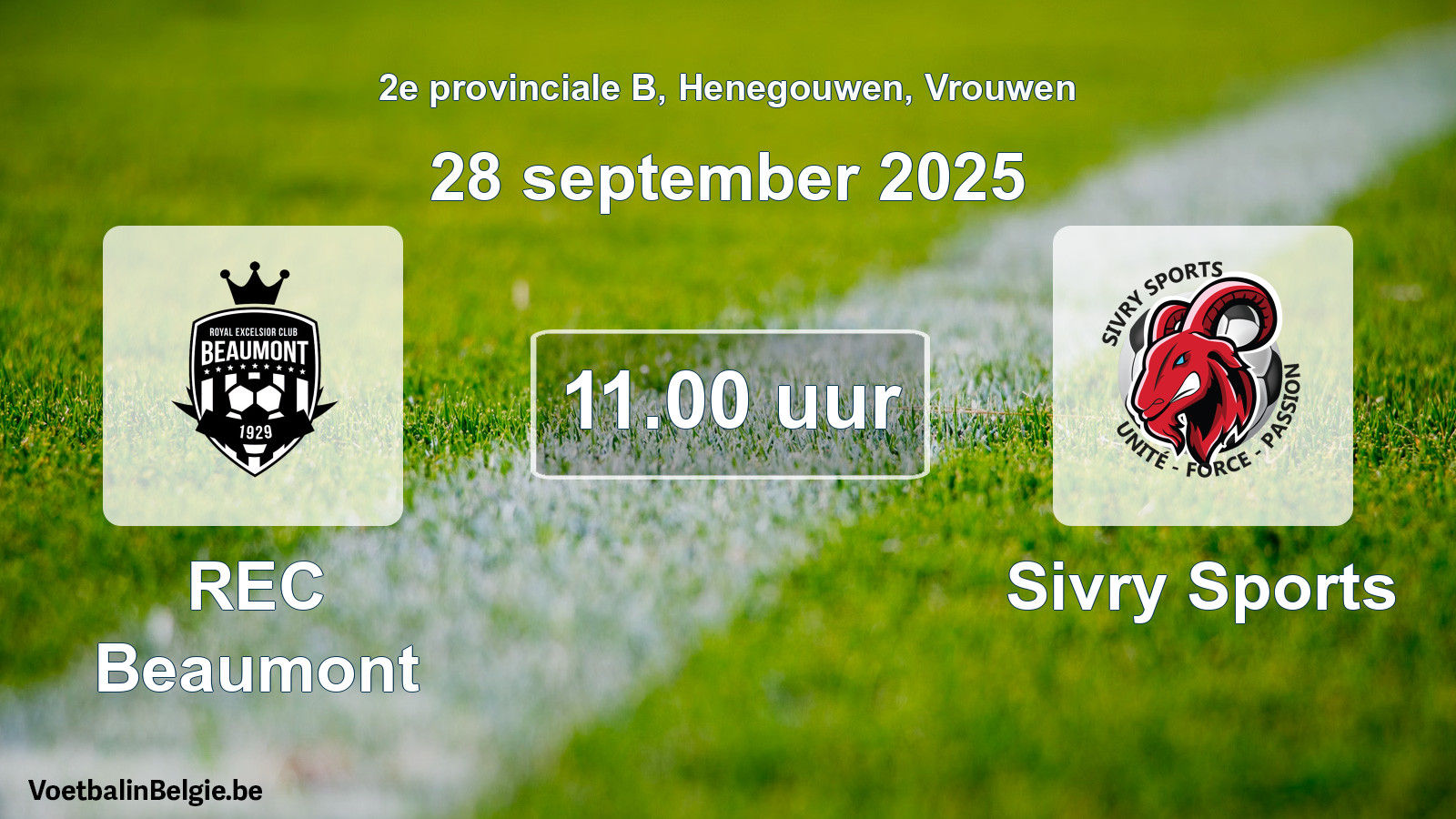 Scheduled match women football: REC Beaumont - Sivry Sports (28 September 2025)