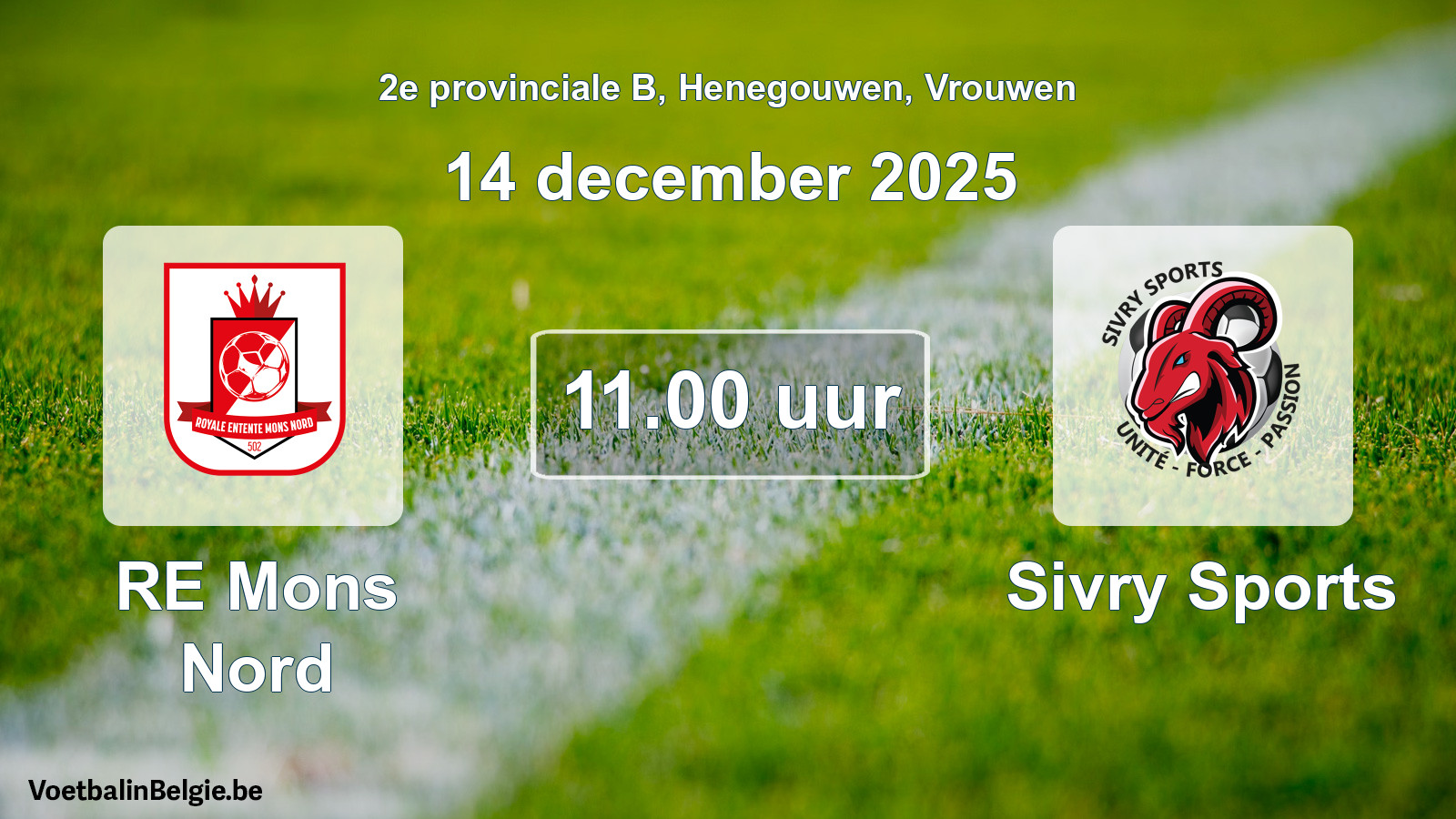 Scheduled match women football: RE Mons Nord - Sivry Sports (14 December 2025)