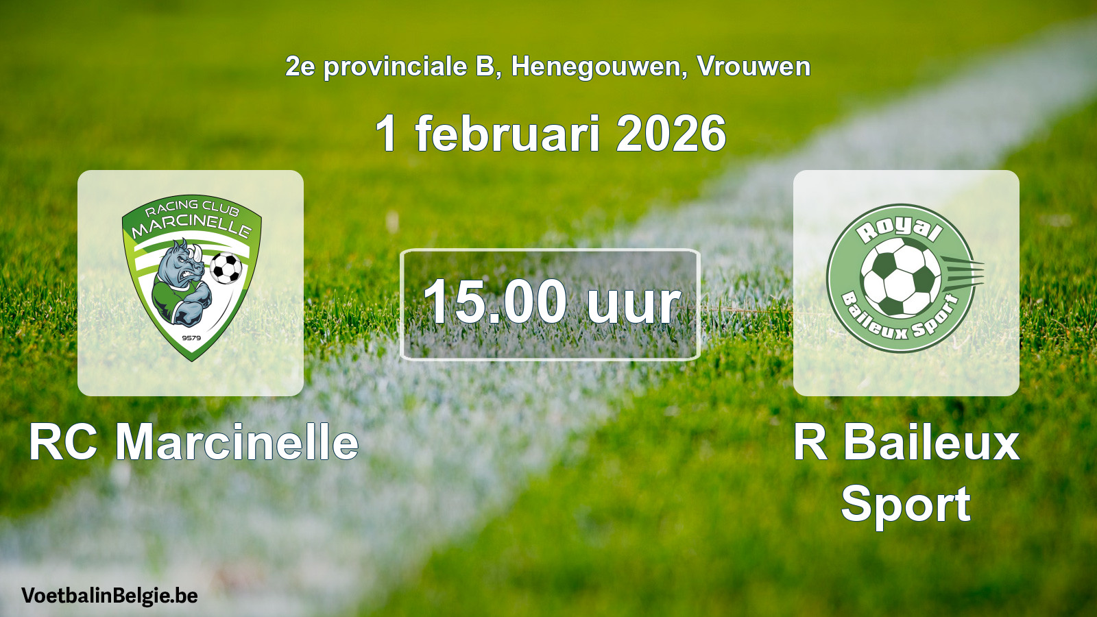 Scheduled match women football: RC Marcinelle - R Baileux Sport (1 February 2026)