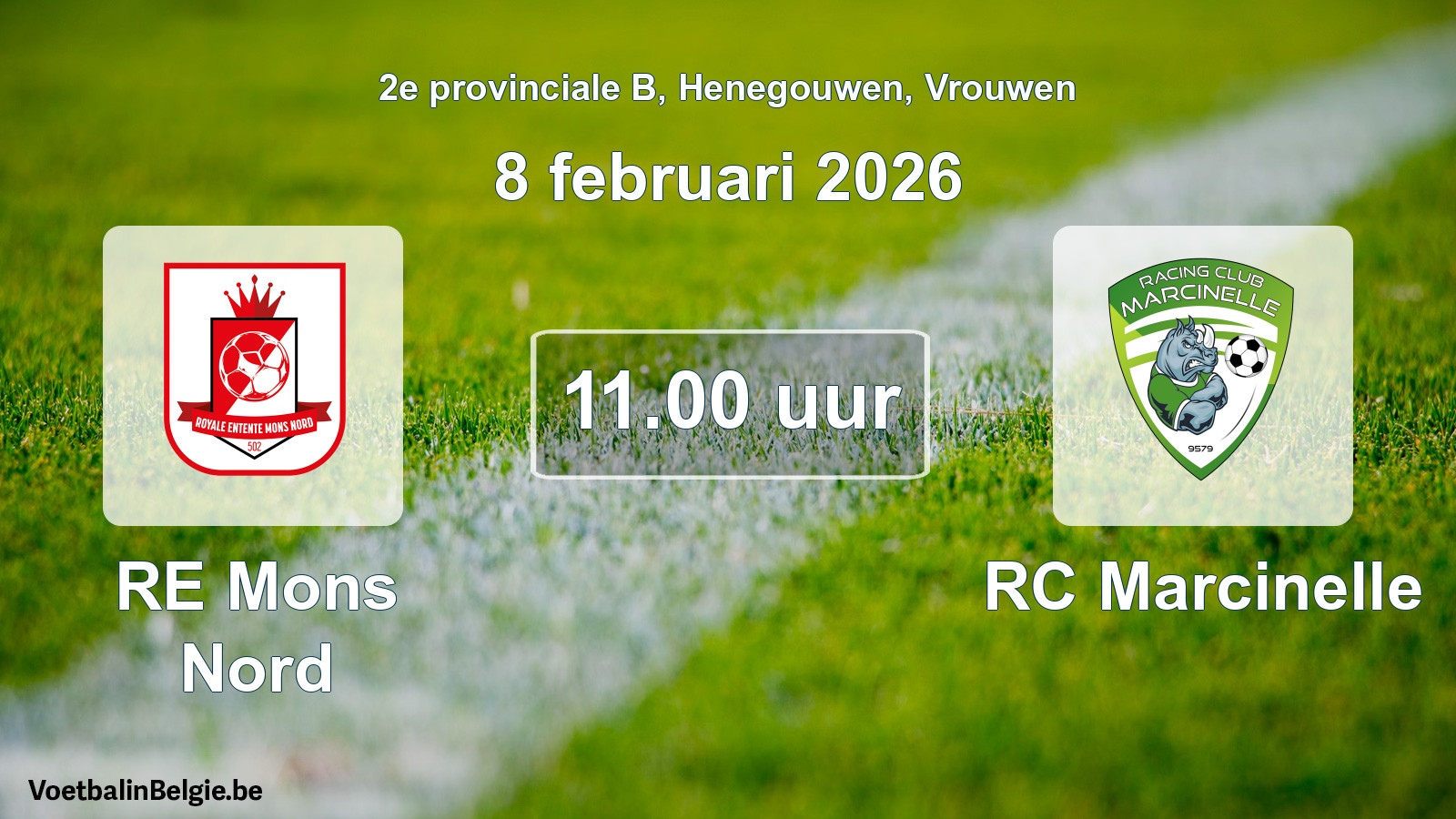 Match prévu football femmes: RE Mons Nord - RC Marcinelle (8 février 2026)