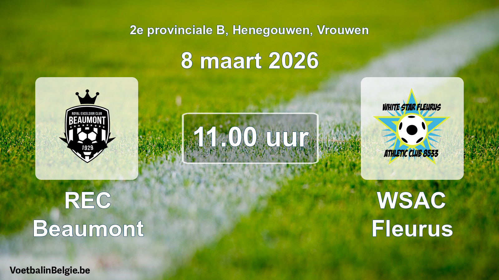 Match prévu football femmes: REC Beaumont - WSAC Fleurus (8 mars 2026)