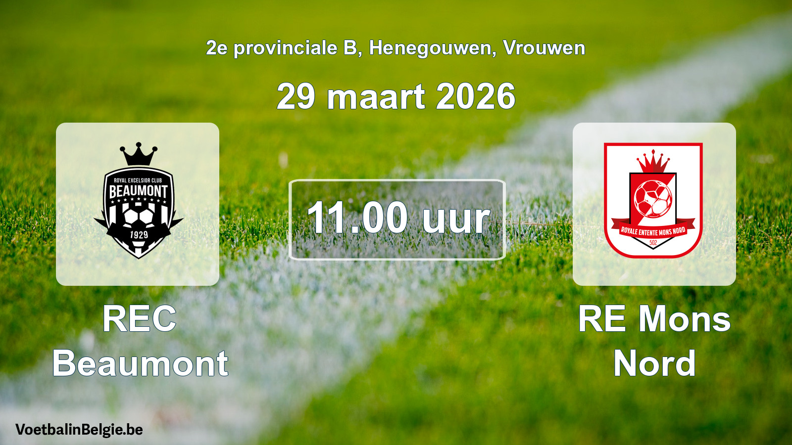 Scheduled match women football: REC Beaumont - RE Mons Nord (29 March 2026)