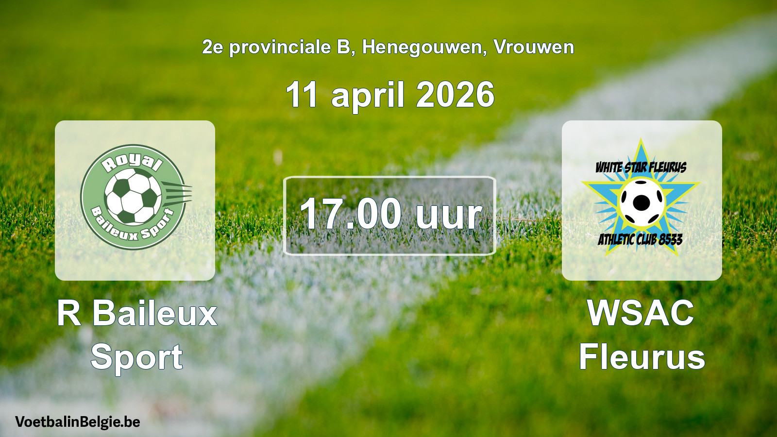 Scheduled match women football: R Baileux Sport - WSAC Fleurus (11 April 2026)