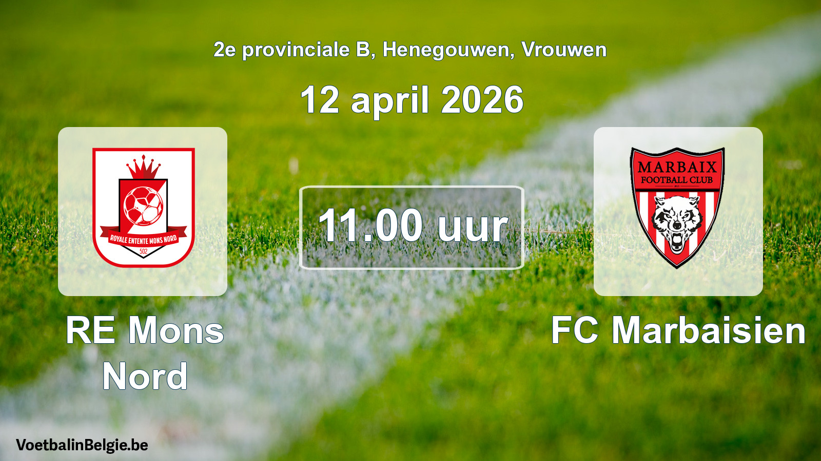Scheduled match women football: RE Mons Nord - FC Marbaisien (12 April 2026)