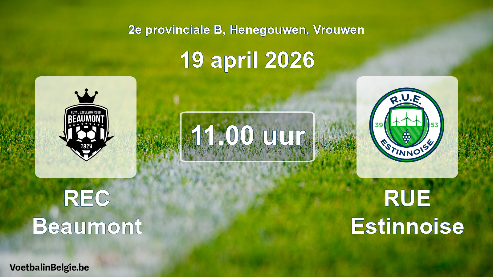 Scheduled match women football: REC Beaumont - RUE Estinnoise (19 April 2026)