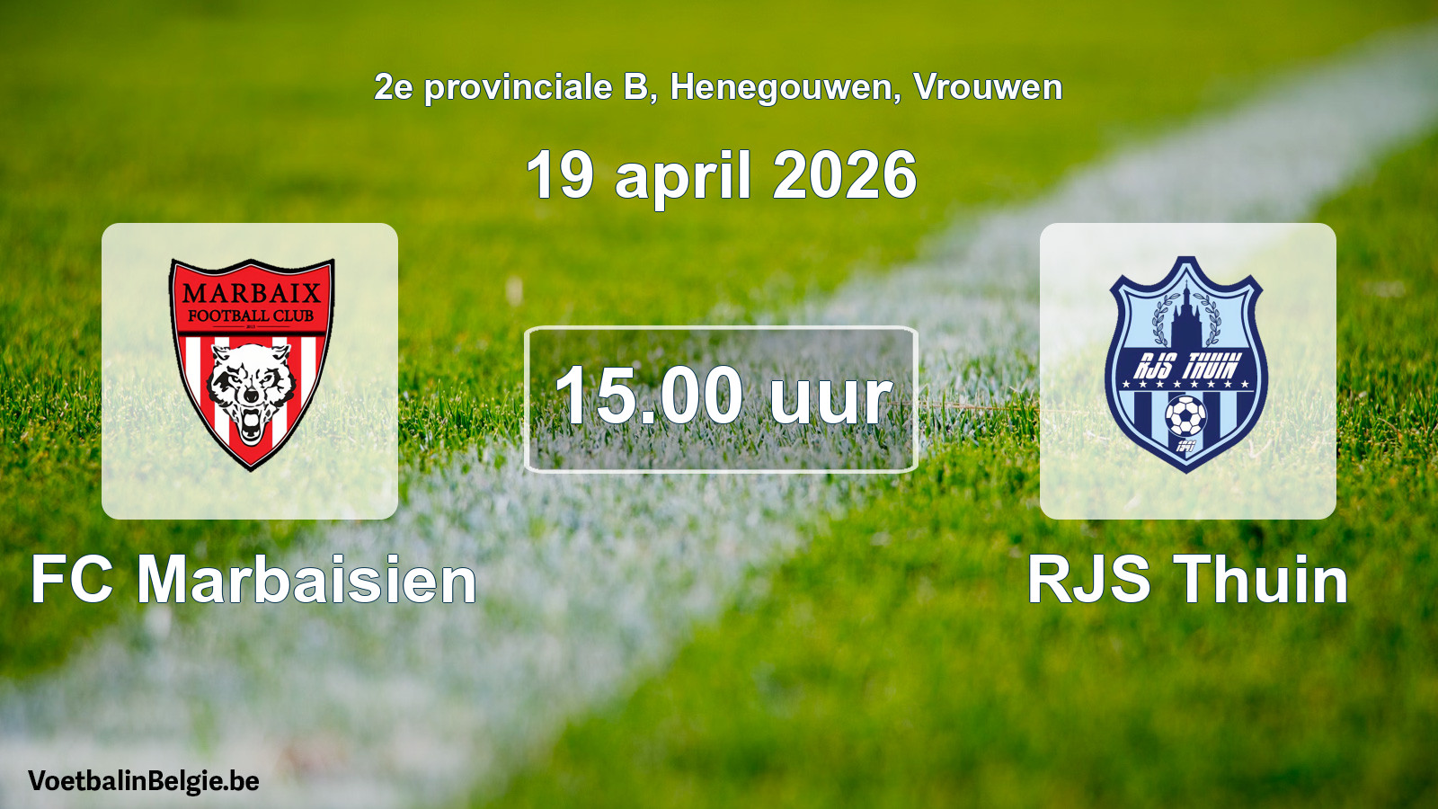 Match prévu football femmes: FC Marbaisien - RJS Thuin (19 avril 2026)