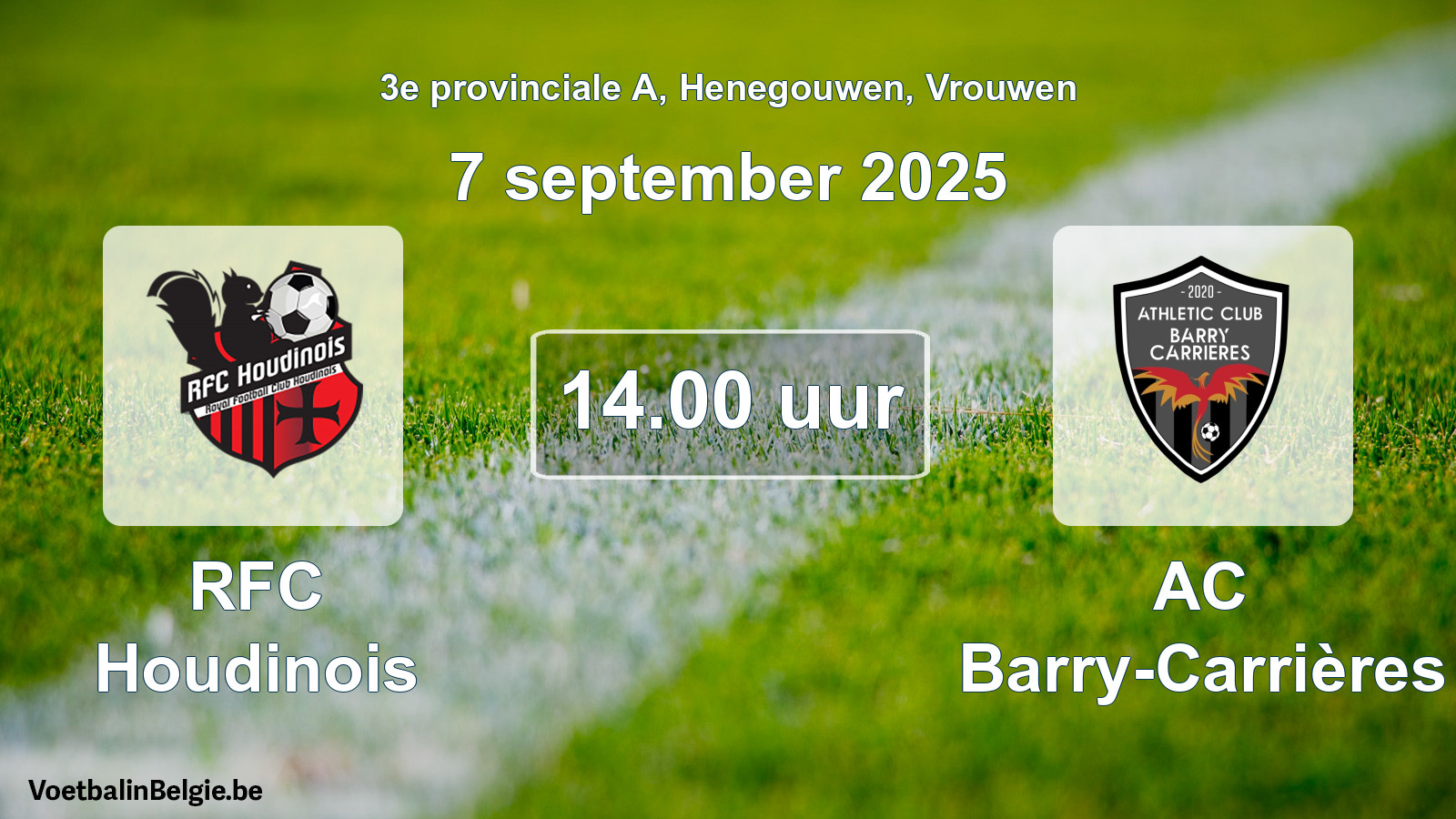 Scheduled match women football: RFC Houdinois - AC Barry-Carrières (7 September 2025)