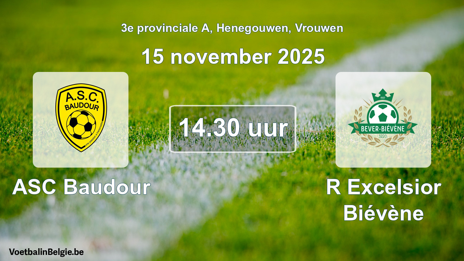 Scheduled match women football: ASC Baudour - R Excelsior Biévène (15 November 2025)