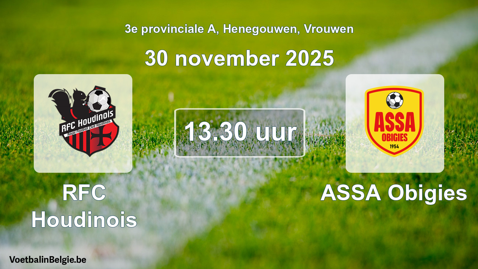 Scheduled match women football: RFC Houdinois - ASSA Obigies (30 November 2025)