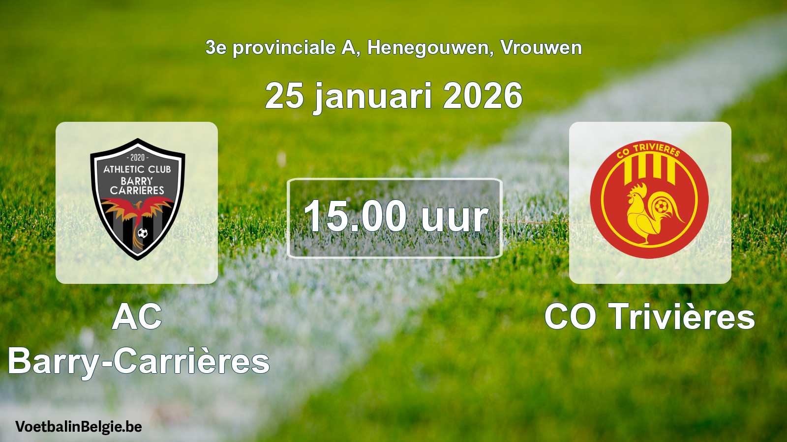 Scheduled match women football: AC Barry-Carrières - CO Trivières (25 January 2026)