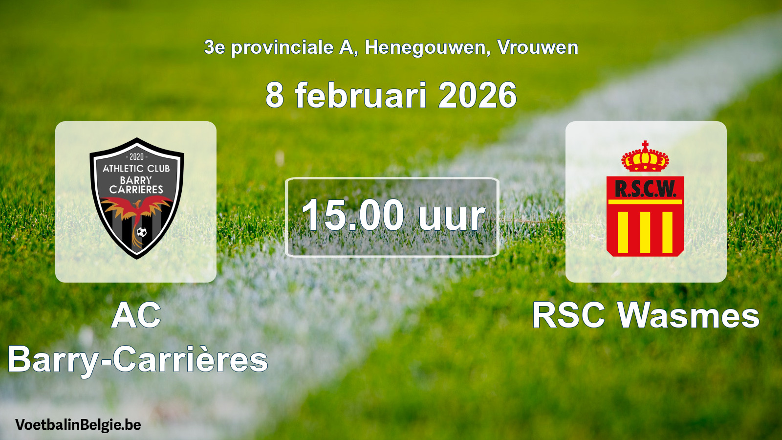 Scheduled match women football: AC Barry-Carrières - RSC Wasmes (8 February 2026)