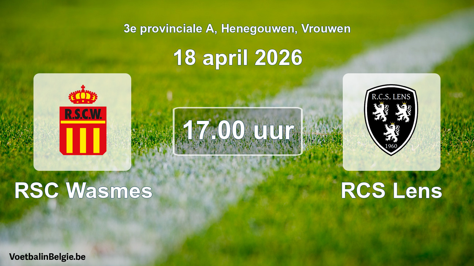 Scheduled match women football: RSC Wasmes - RCS Lens (18 April 2026)