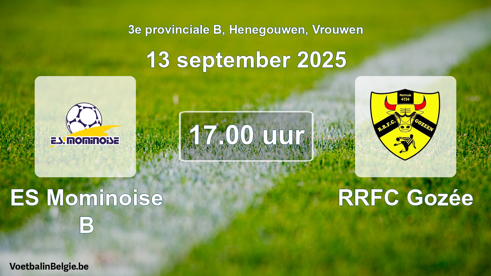 Geplande wedstrijd vrouwenvoetbal: ES Mominoise B - RRFC Gozée (13 september 2025)