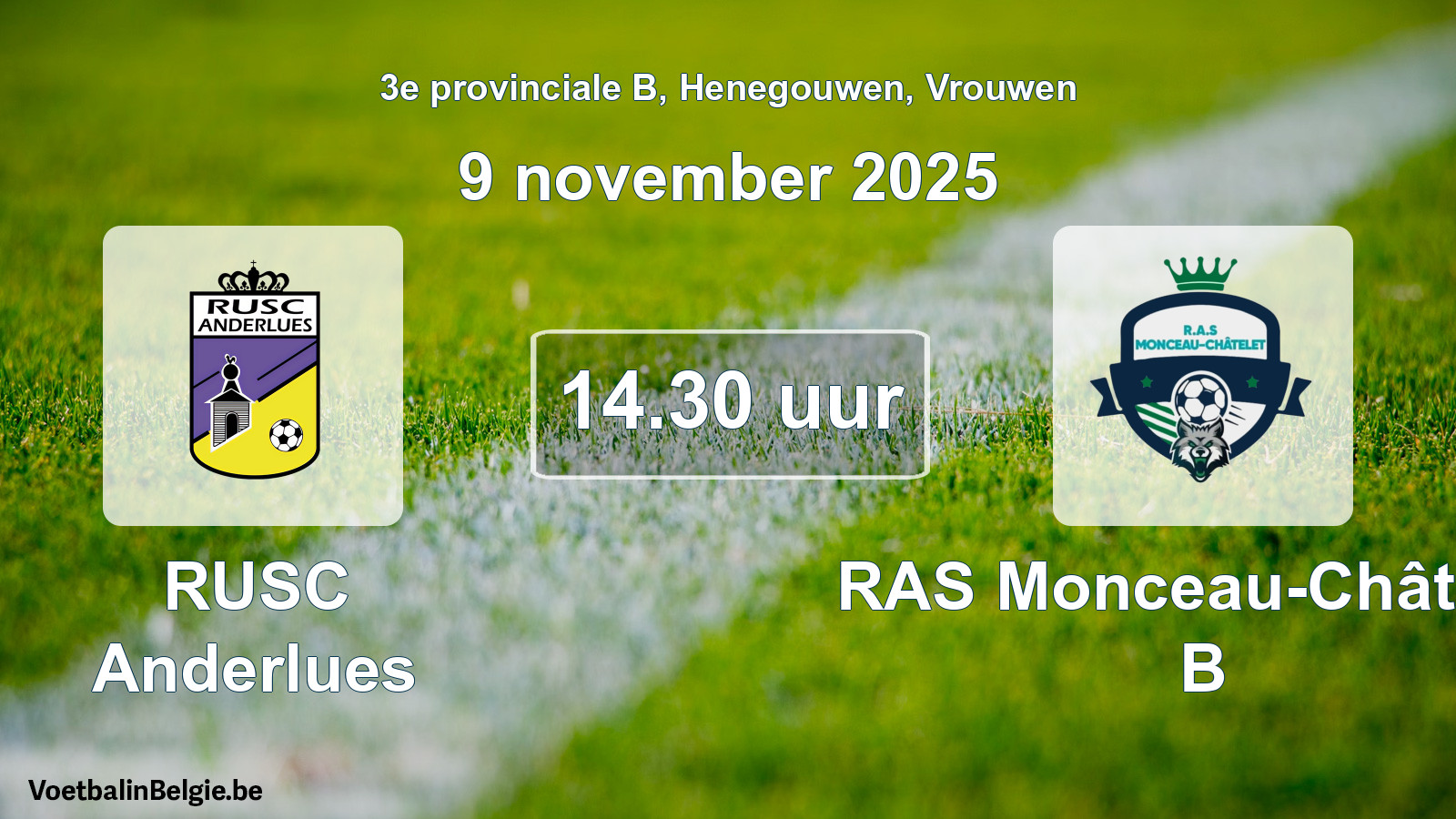 Scheduled match women football: RUSC Anderlues - RAS Monceau-Châtelet B (9 November 2025)