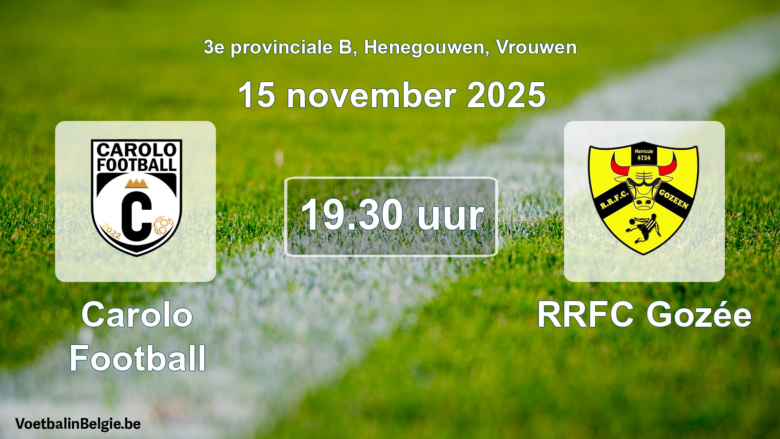 Match prévu football femmes: Carolo Football - RRFC Gozée (15 novembre 2025)