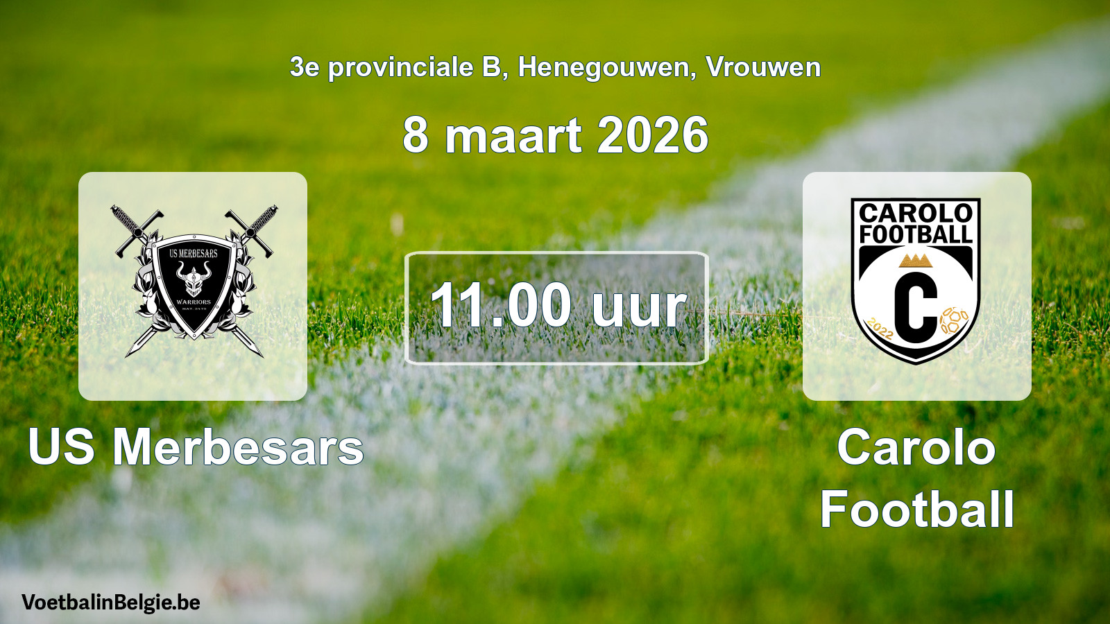 Geplande wedstrijd vrouwenvoetbal: US Merbesars - Carolo Football (8 maart 2026)