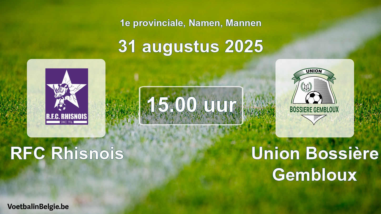 Scheduled match men football: RFC Rhisnois - Union Bossière Gembloux (31 August 2025)
