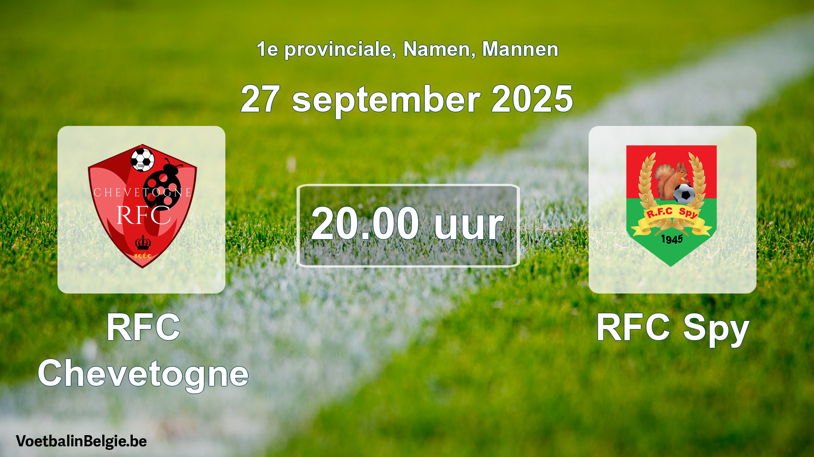 Scheduled match men football: RFC Chevetogne - RFC Spy (27 September 2025)