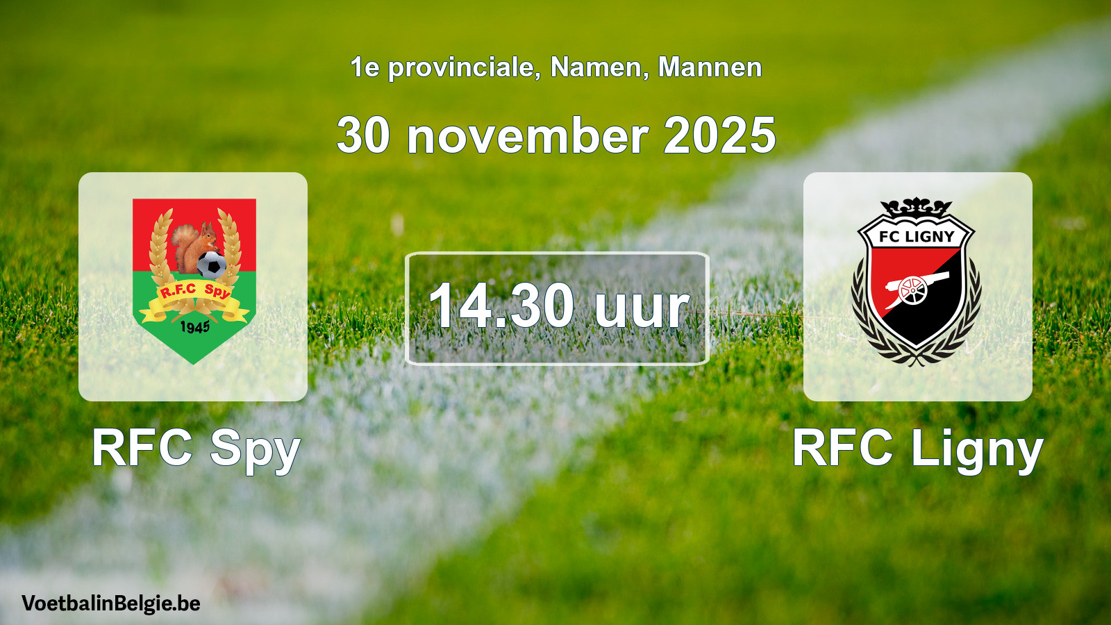 Scheduled match men football: RFC Spy - RFC Ligny (30 November 2025)