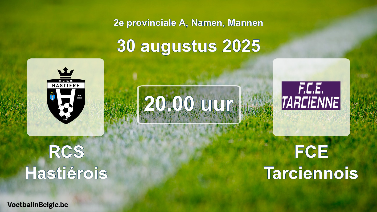 Geplande wedstrijd mannenvoetbal: RCS Hastiérois - FCE Tarciennois (30 augustus 2025)