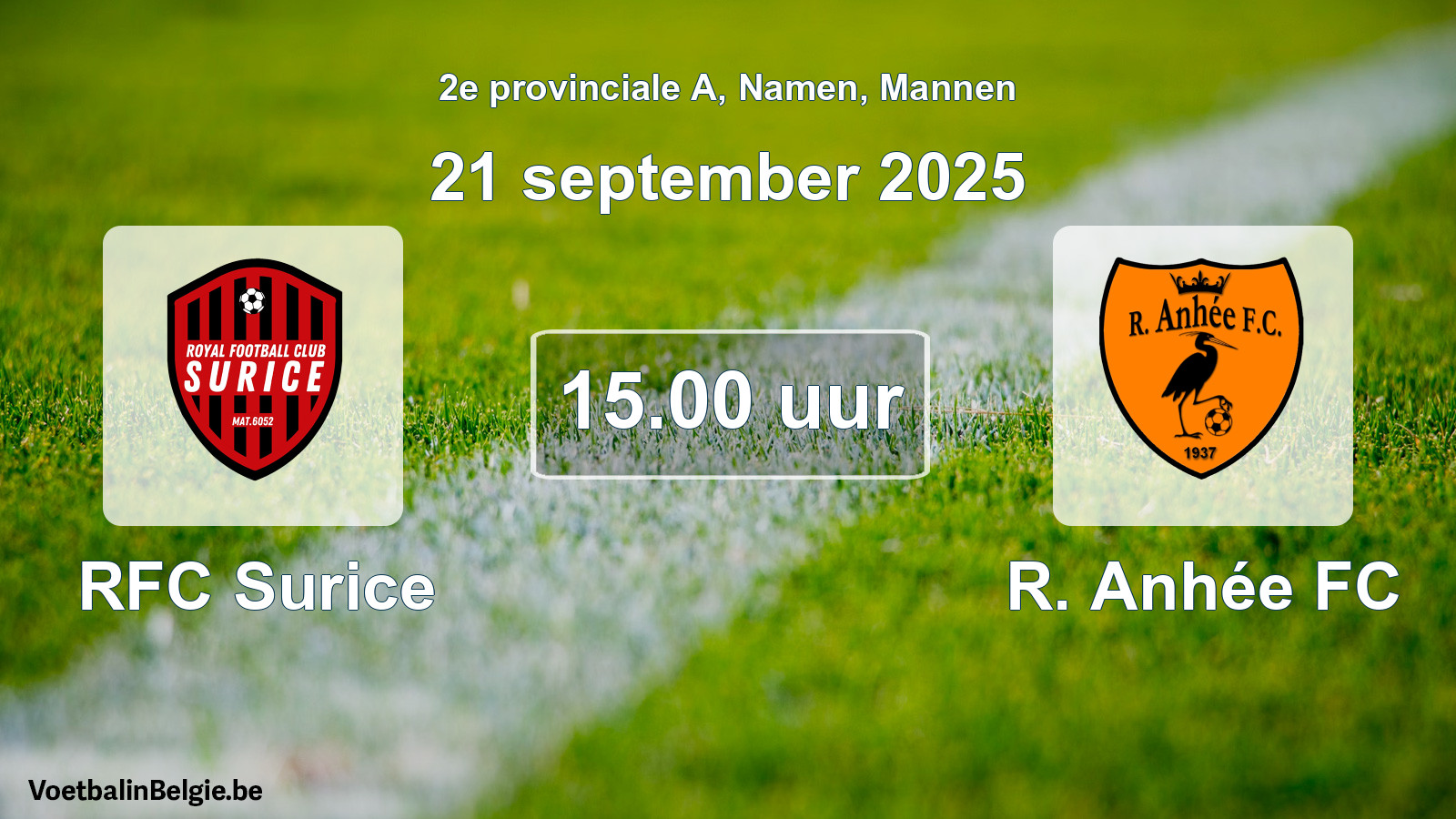 Scheduled match men football: RFC Surice - R. Anhée FC (21 September 2025)