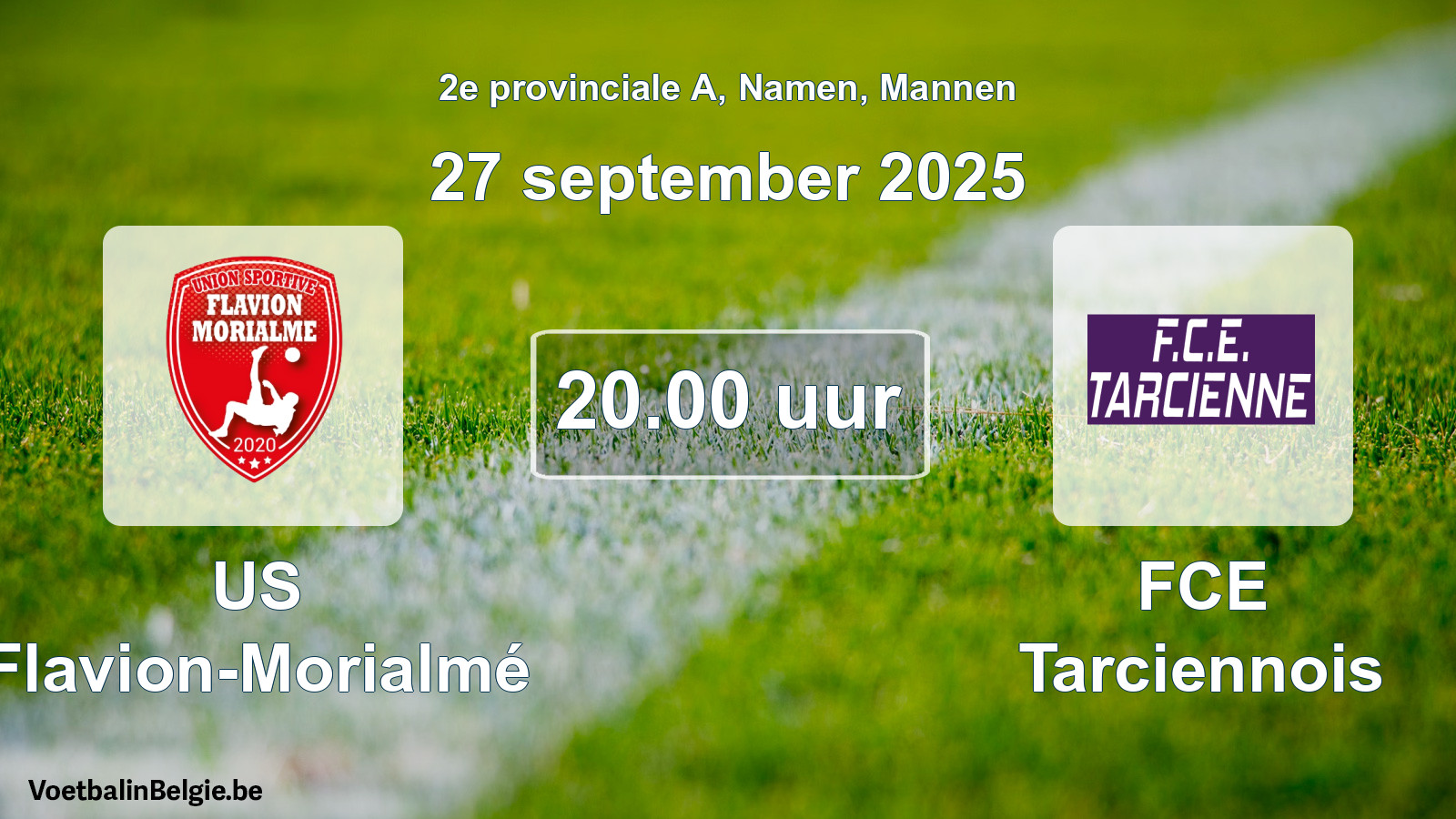 Geplande wedstrijd mannenvoetbal: US Flavion-Morialmé - FCE Tarciennois (27 september 2025)