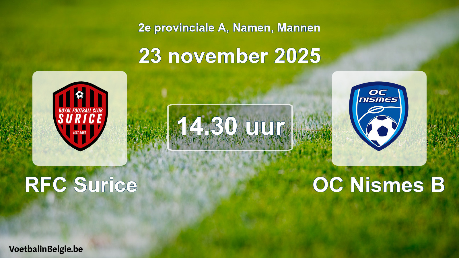 Scheduled match men football: RFC Surice - OC Nismes B (23 November 2025)