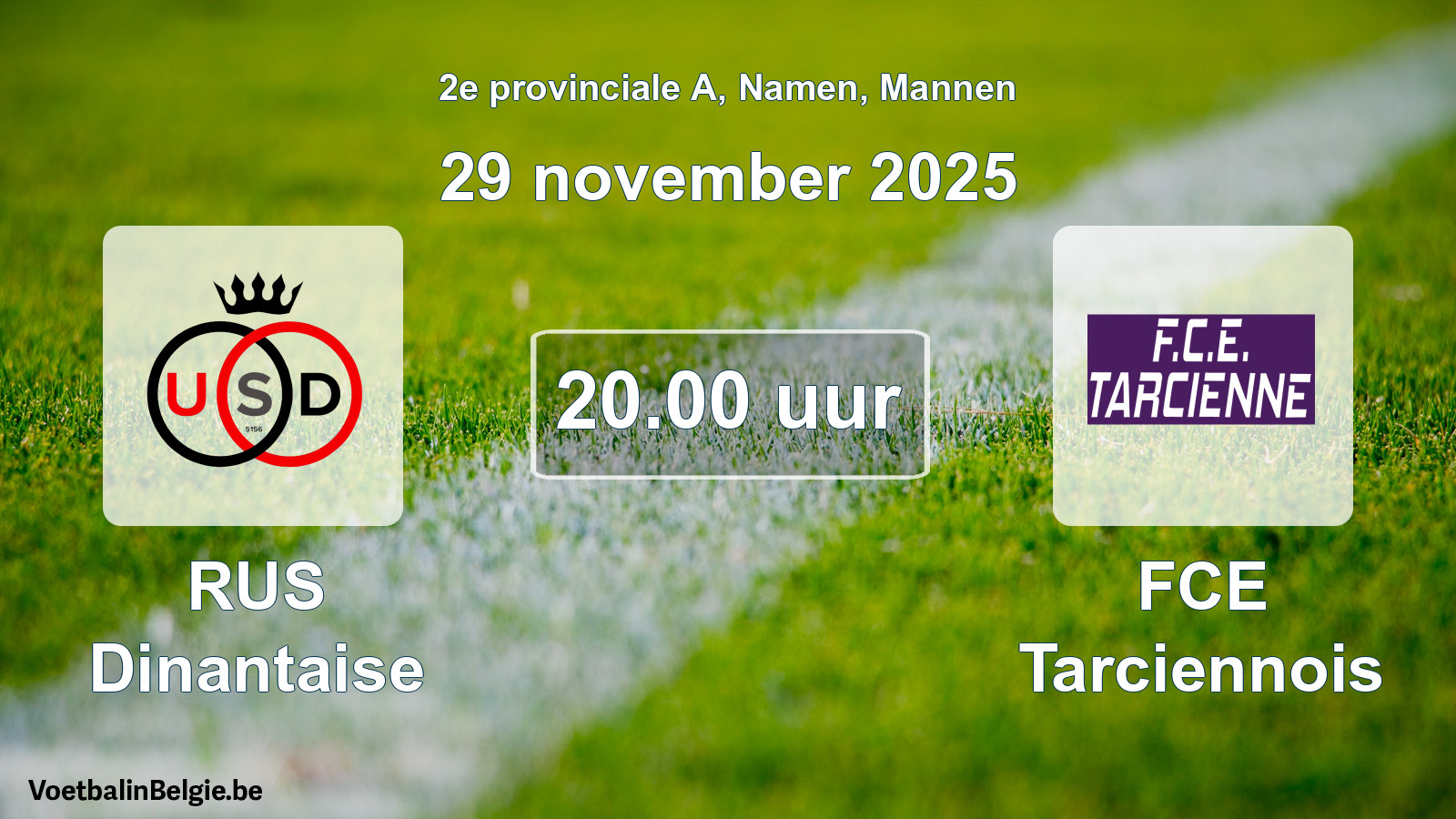 Geplande wedstrijd mannenvoetbal: RUS Dinantaise - FCE Tarciennois (29 november 2025)