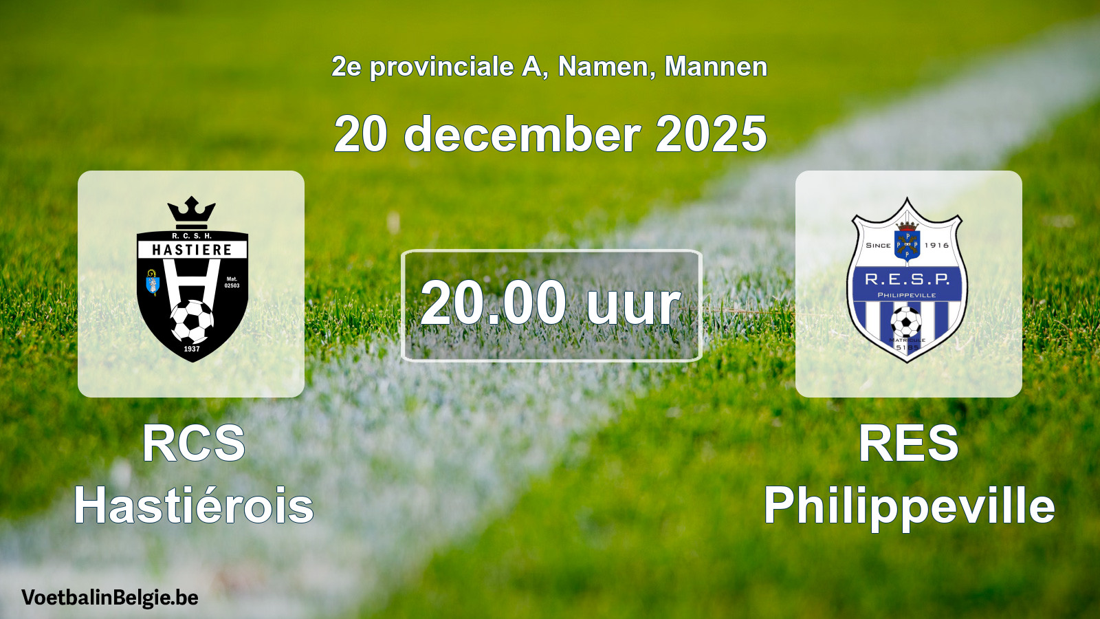 Scheduled match men football: RCS Hastiérois - RES Philippeville (20 December 2025)