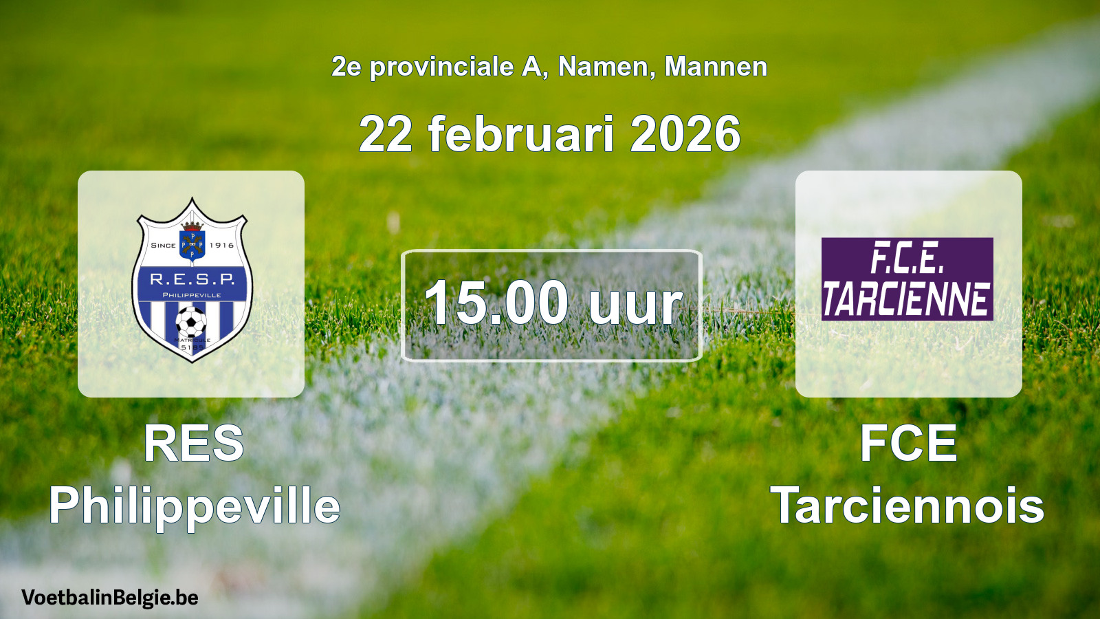 Geplande wedstrijd mannenvoetbal: RES Philippeville - FCE Tarciennois (22 februari 2026)
