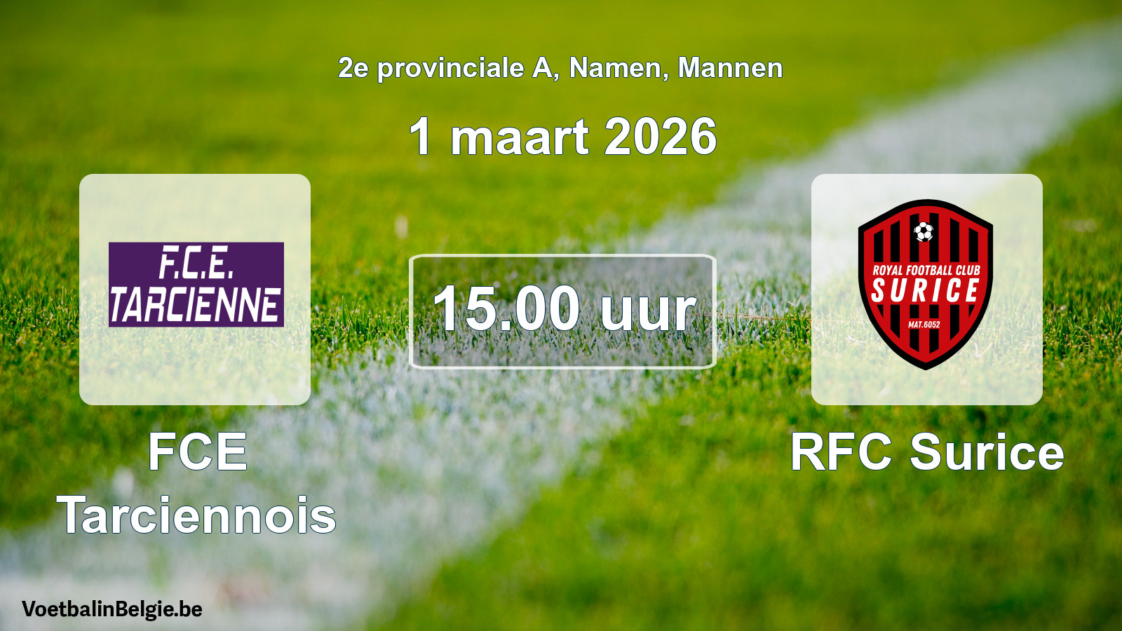 Scheduled match men football: FCE Tarciennois - RFC Surice (1 March 2026)