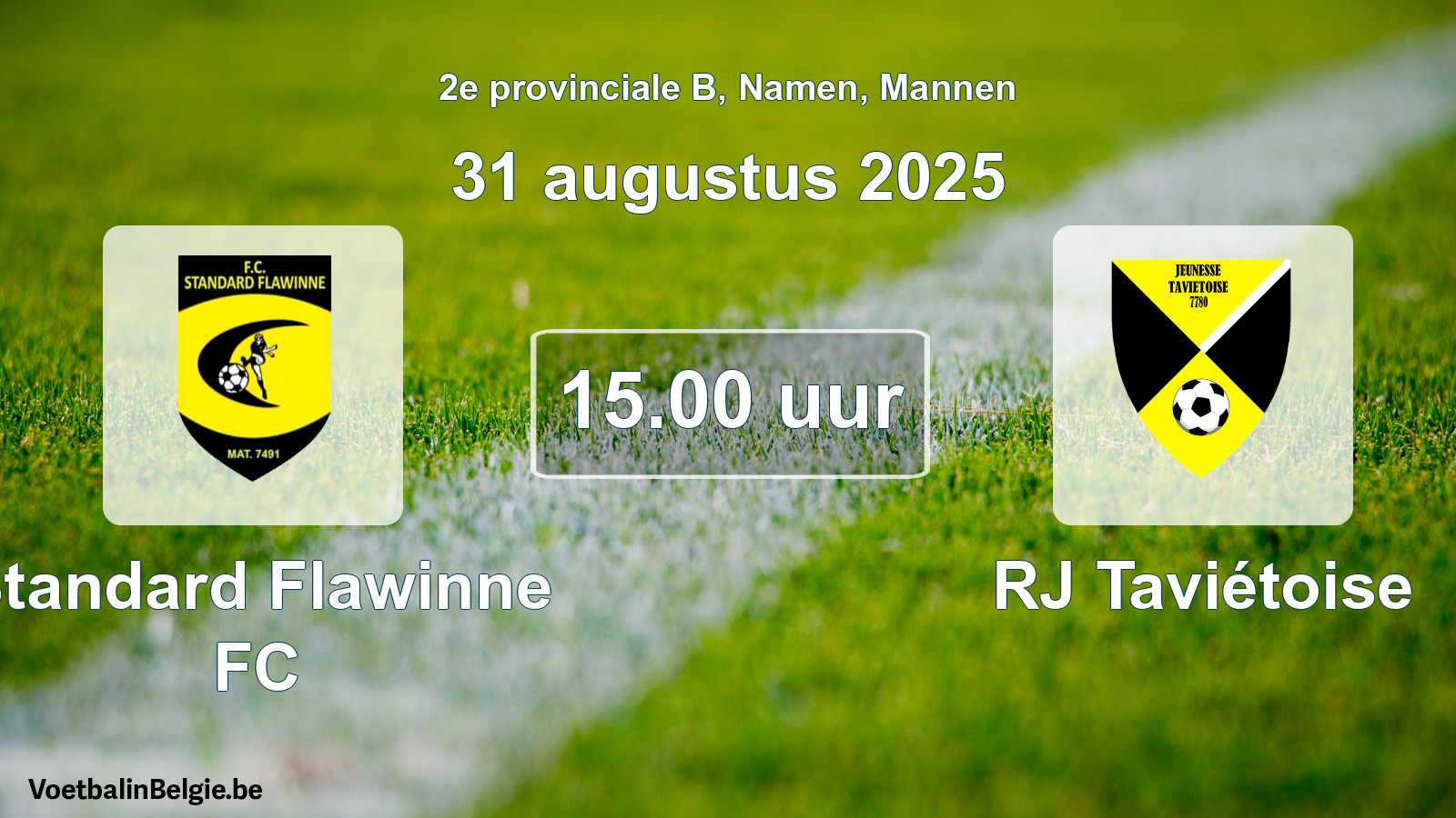 Scheduled match men football: Standard Flawinne FC - RJ Taviétoise (31 August 2025)
