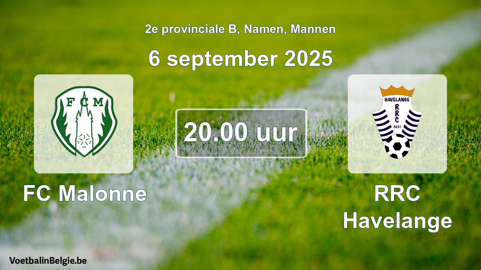 Scheduled match men football: FC Malonne - RRC Havelange (6 September 2025)
