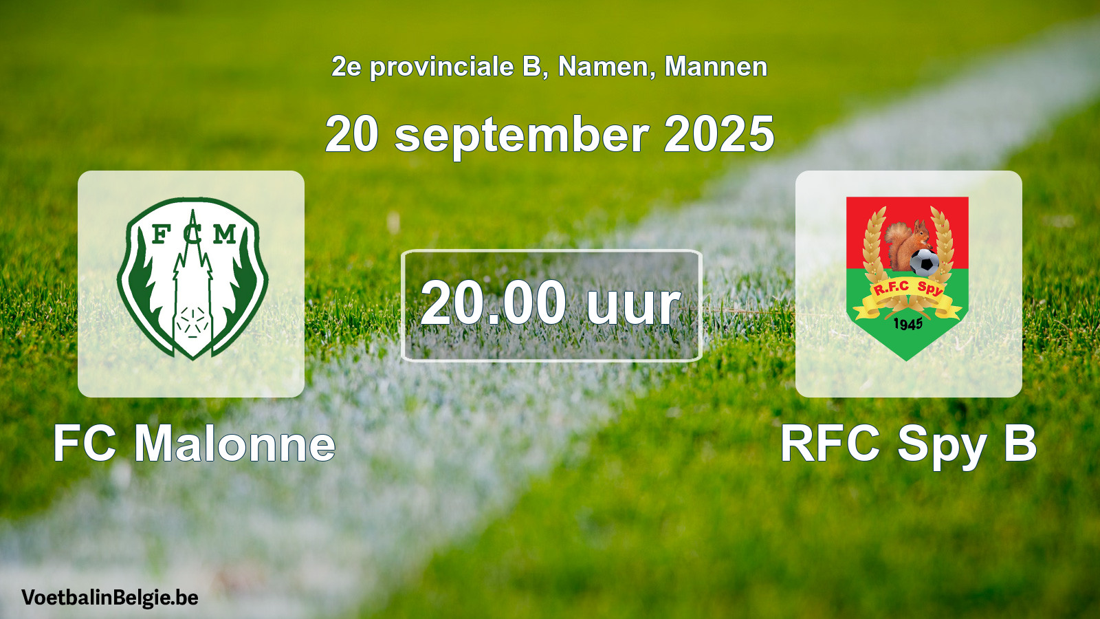 Scheduled match men football: FC Malonne - RFC Spy B (20 September 2025)