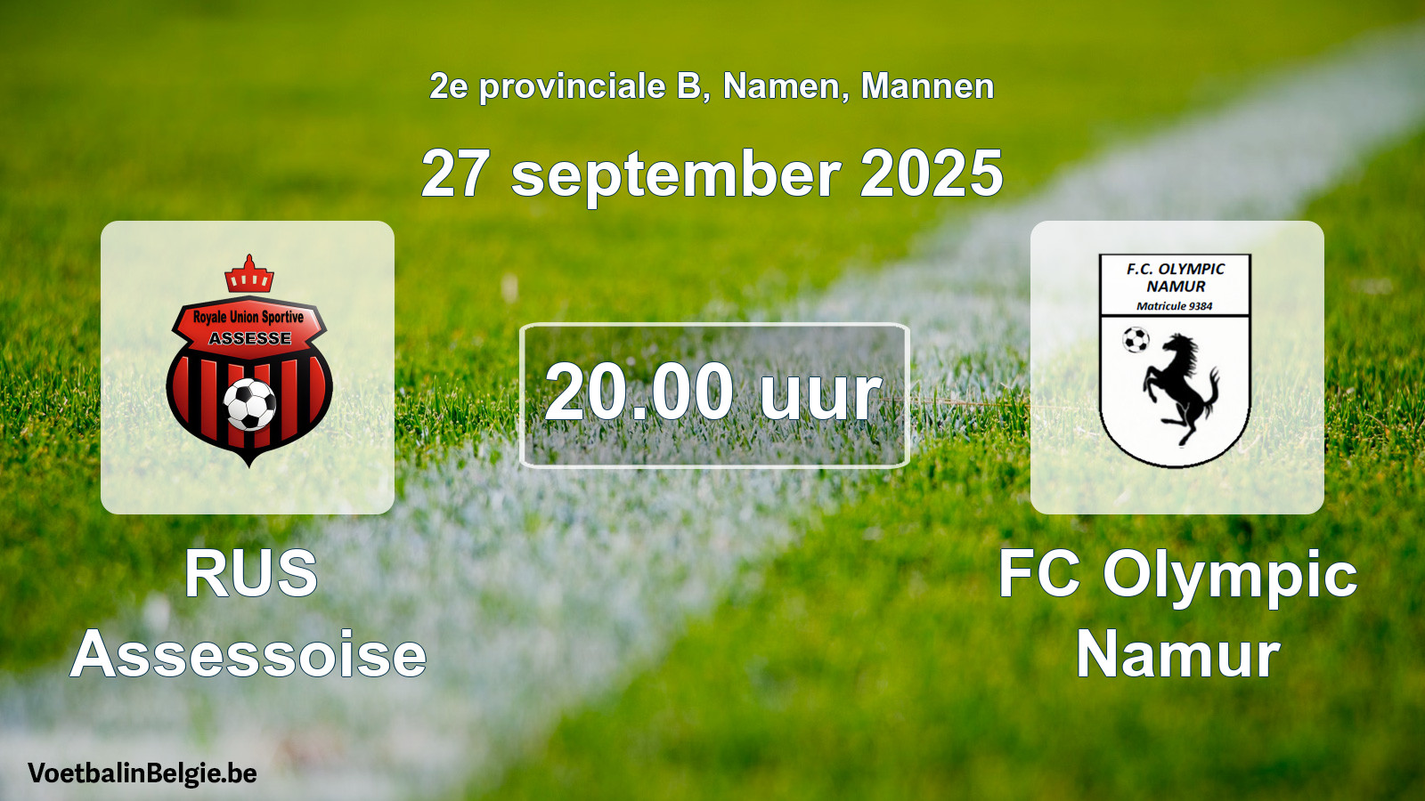 Scheduled match men football: RUS Assessoise - FC Olympic Namur (27 September 2025)