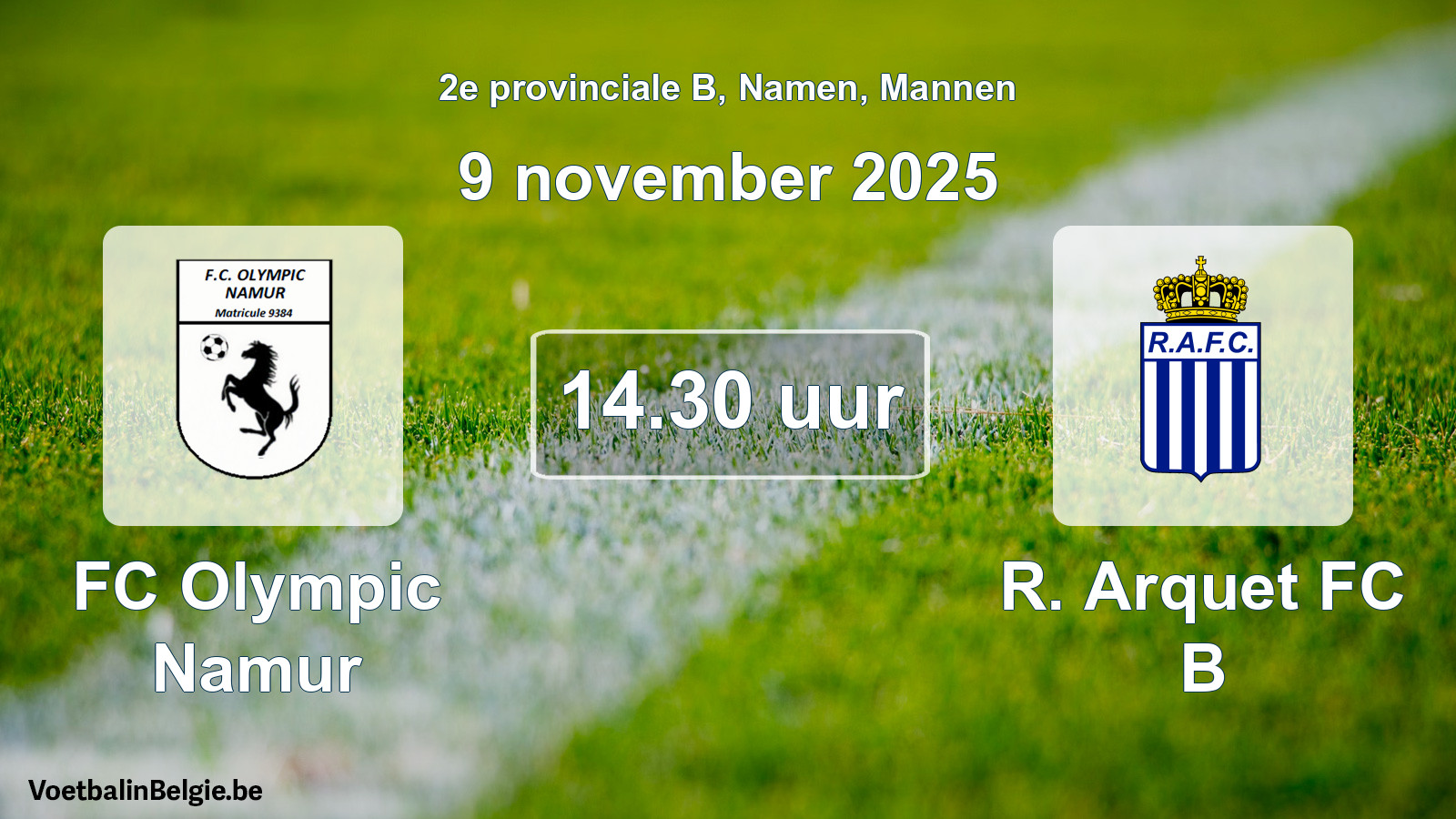 Scheduled match men football: FC Olympic Namur - R. Arquet FC B (9 November 2025)