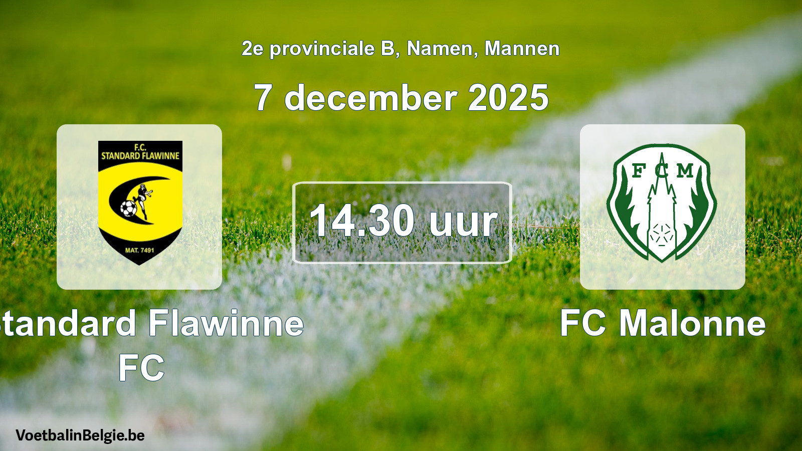 Scheduled match men football: Standard Flawinne FC - FC Malonne (7 December 2025)