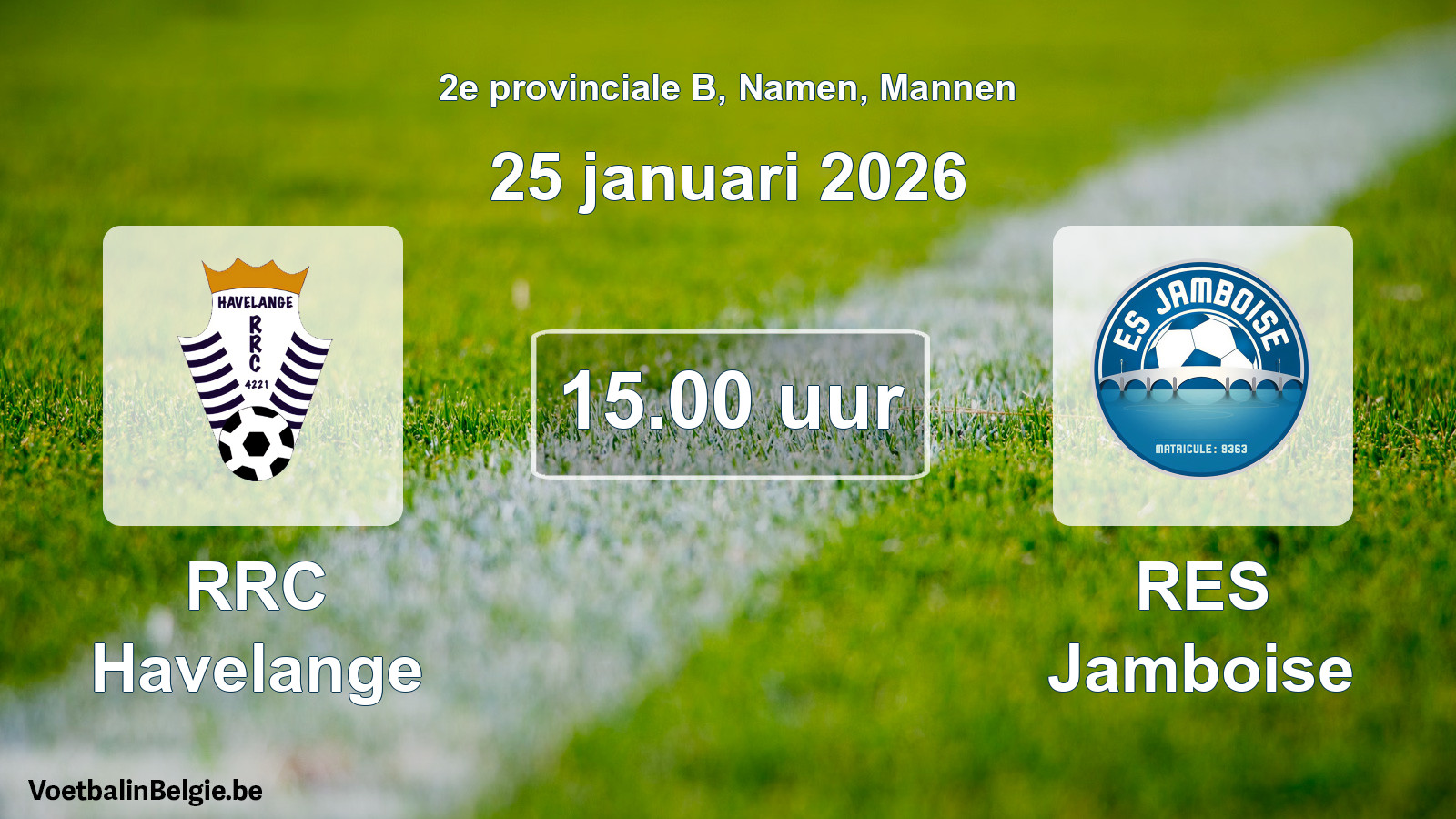 Geplande wedstrijd mannenvoetbal: RRC Havelange - RES Jamboise (25 januari 2026)