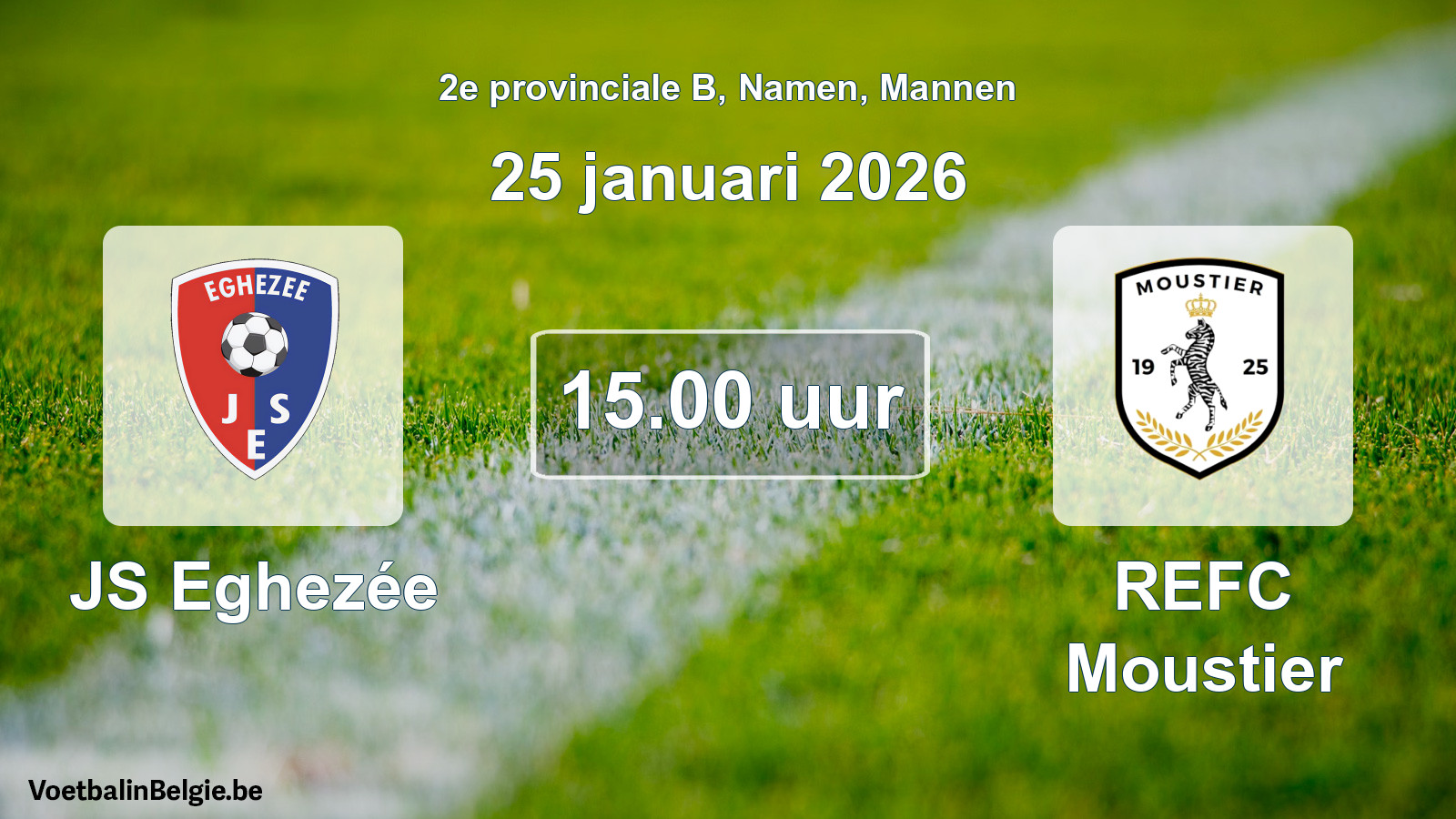 Scheduled match men football: JS Eghezée - REFC Moustier (25 January 2026)