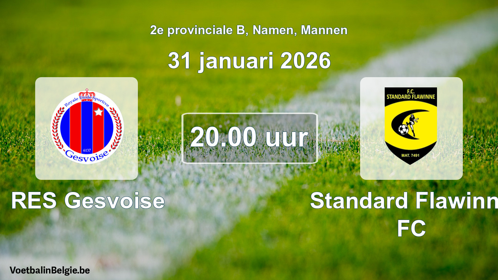 Scheduled match men football: RES Gesvoise - Standard Flawinne FC (31 January 2026)