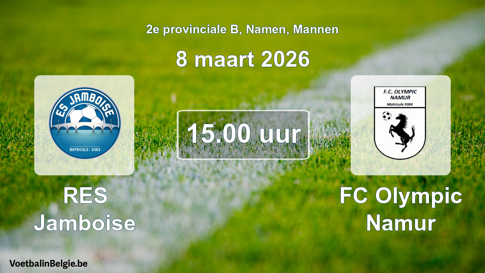 Scheduled match men football: RES Jamboise - FC Olympic Namur (8 March 2026)