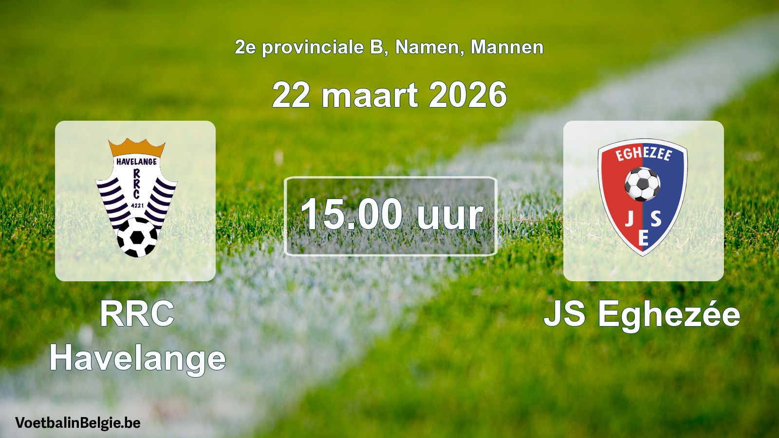 Geplande wedstrijd mannenvoetbal: RRC Havelange - JS Eghezée (22 maart 2026)