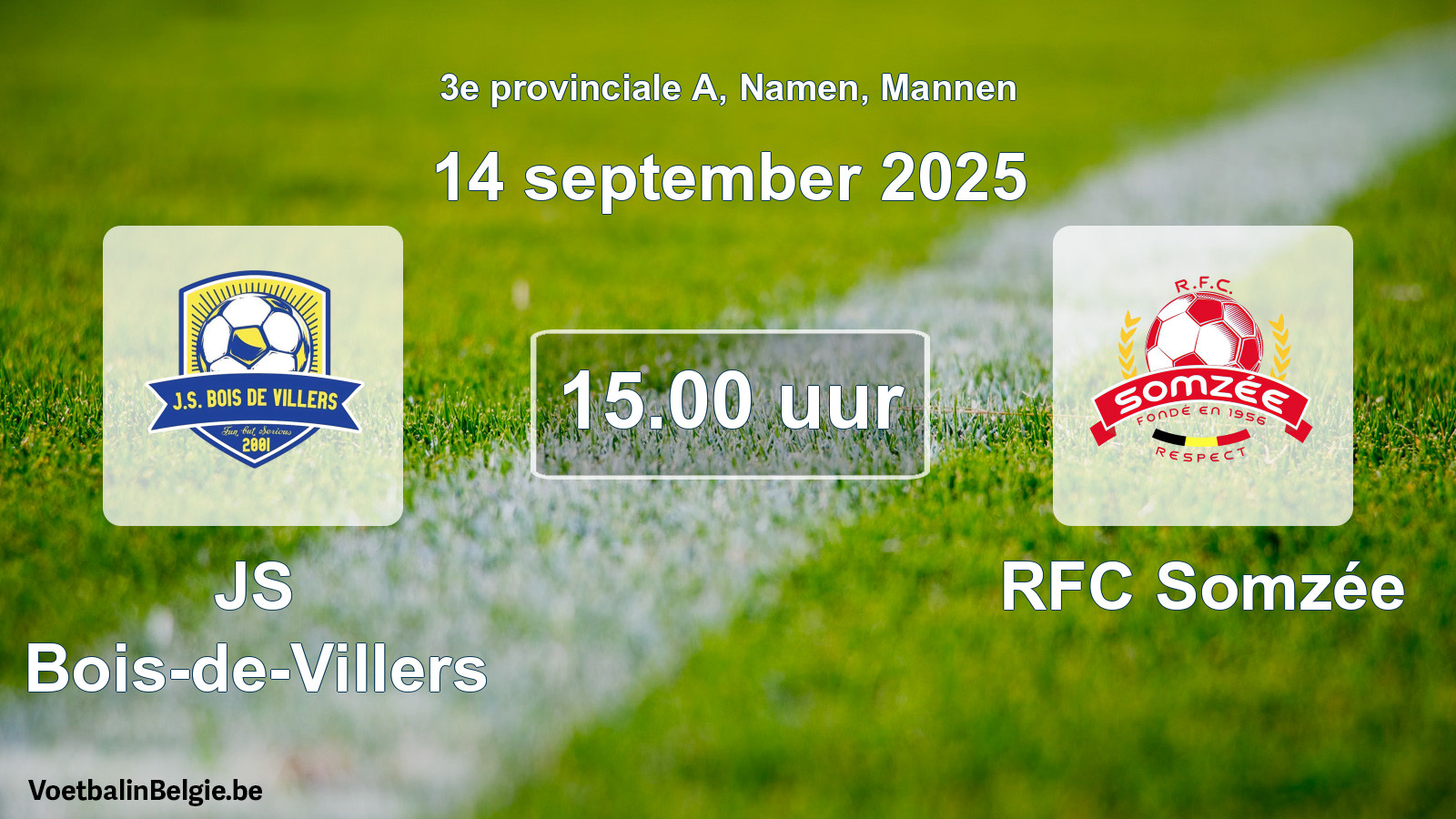 Scheduled match men football: JS Bois-de-Villers - RFC Somzée (14 September 2025)